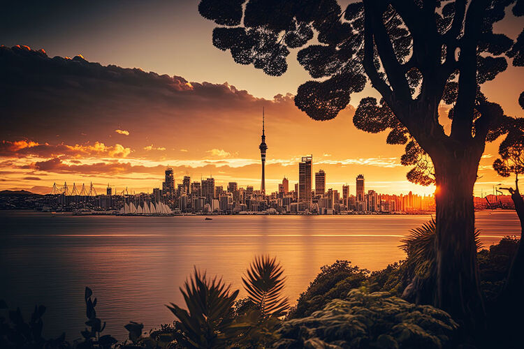 Auckland city sunset