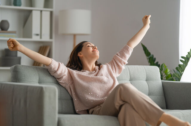 Woman enjoying a clean house